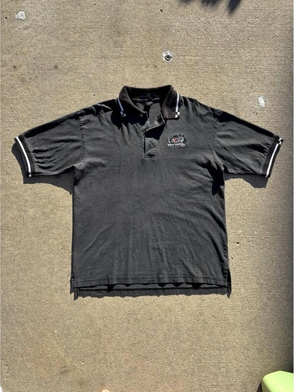 Vintage Sun faded Black polo Nascar Racing shirt Destressed